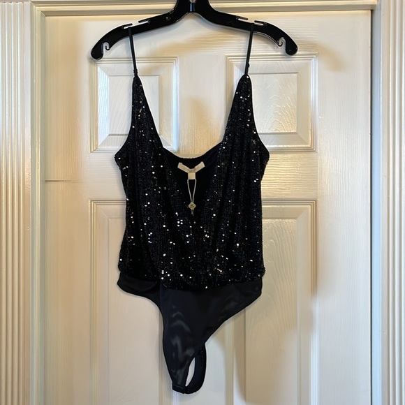 Jonathan Simkhai Navy Sequin Bodysuit - Picture 3 of 8